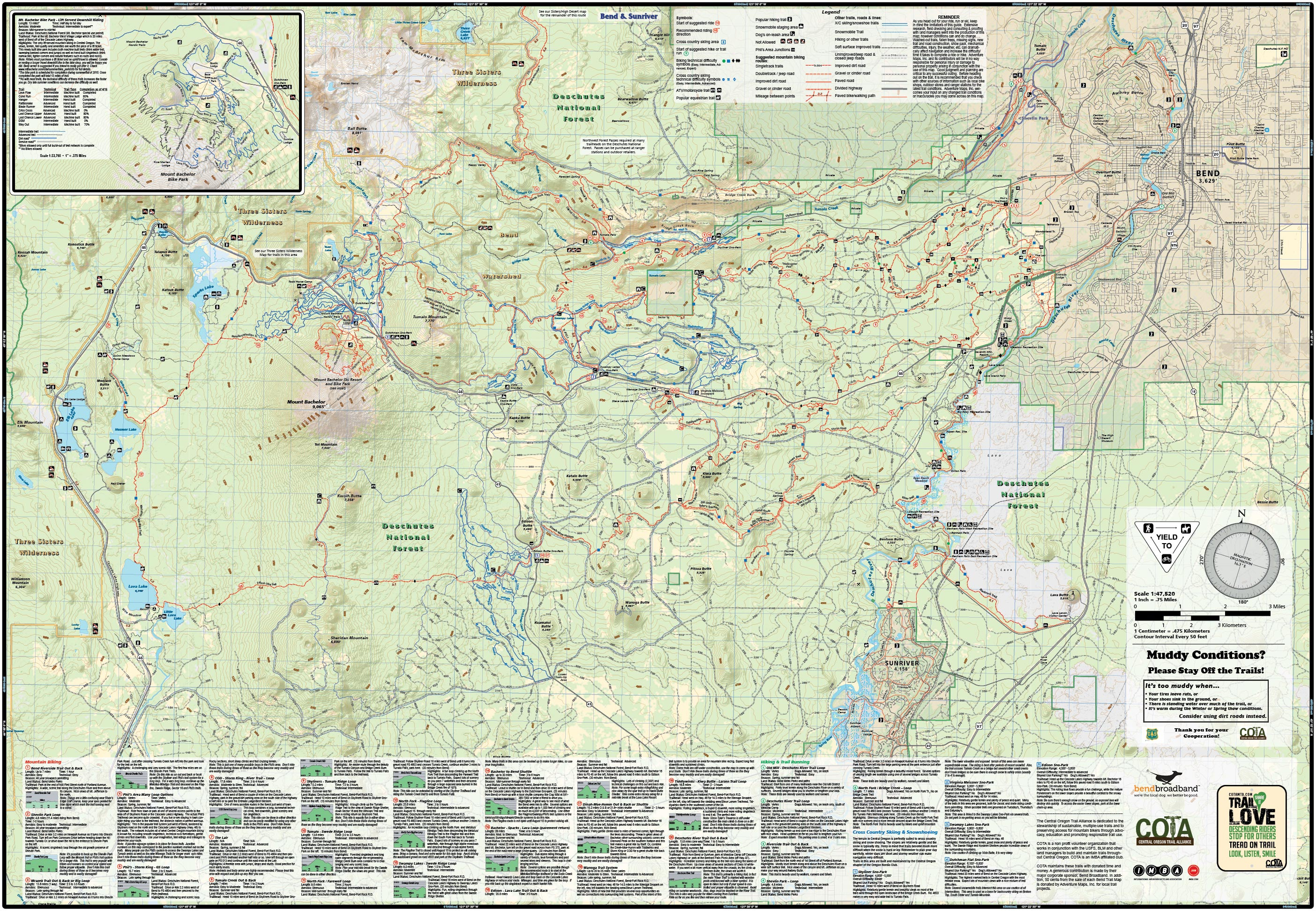 Bend Area Trail Map | Adventure Maps - Printable Map Of Bend Or