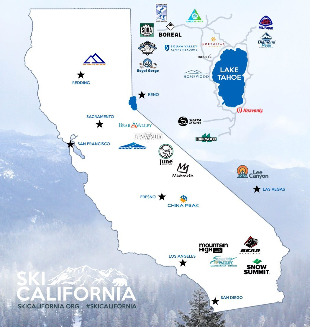 Best California Ski Resorts Map California California Ski Resort Map - Southern California Ski Resorts Map