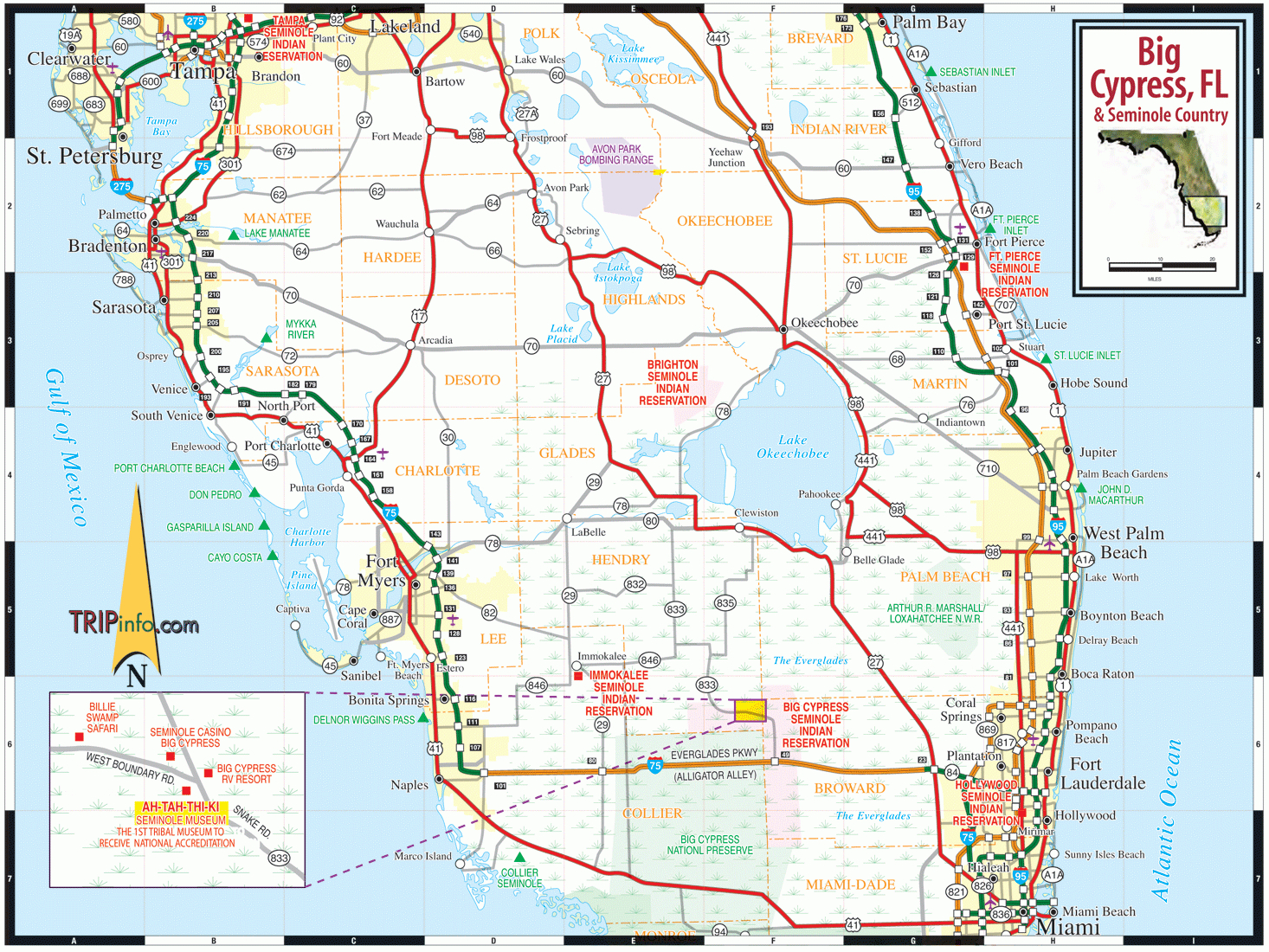 Big Cypress &amp;amp; Florida Seminole Country Map - Big Map Of Florida