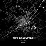 Black Map Poster Template Of New Braunfels, Texas, Usa | Hebstreits   Texas Map Poster