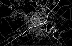 Black Map Poster Template Of New Braunfels, Texas, Usa | Hebstreits - Texas Map Poster