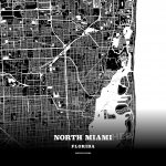 Black Map Poster Template Of North Miami, Florida, Usa | Hebstreits   Florida Map Poster