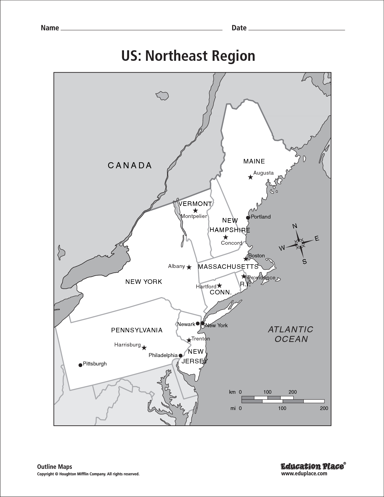 Blank Map Of The Northeast Region Of The United States And Travel - Printable Map Of Northeast Us