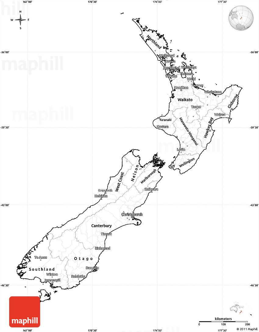 Blank Simple Map Of New Zealand Map With Zone Blank Map Of New - Printable Map Of New Zealand