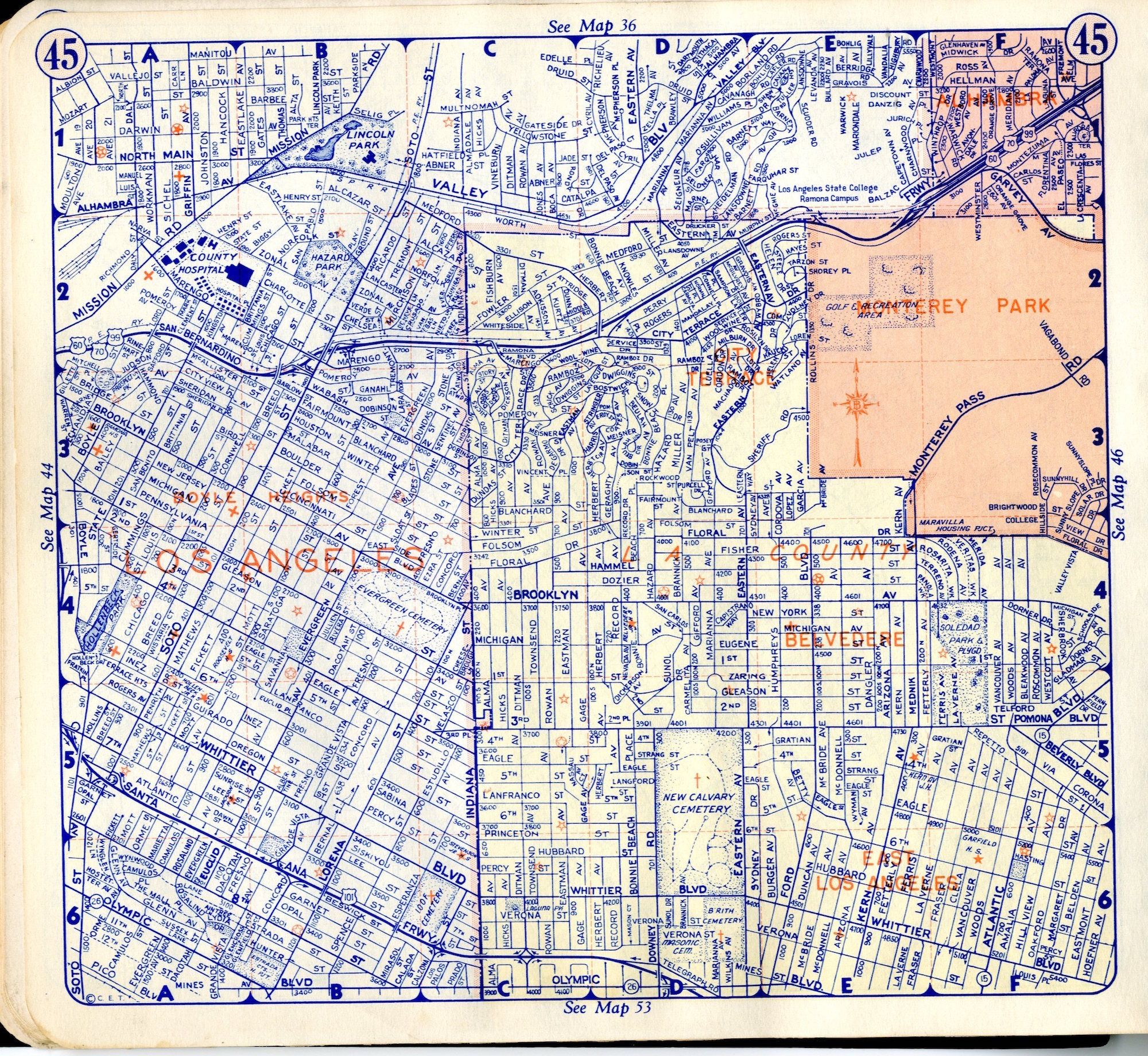 Boyle Heights - Here Is A Simple Street Map, Taken From A 1950 - Thomas Bros Maps California