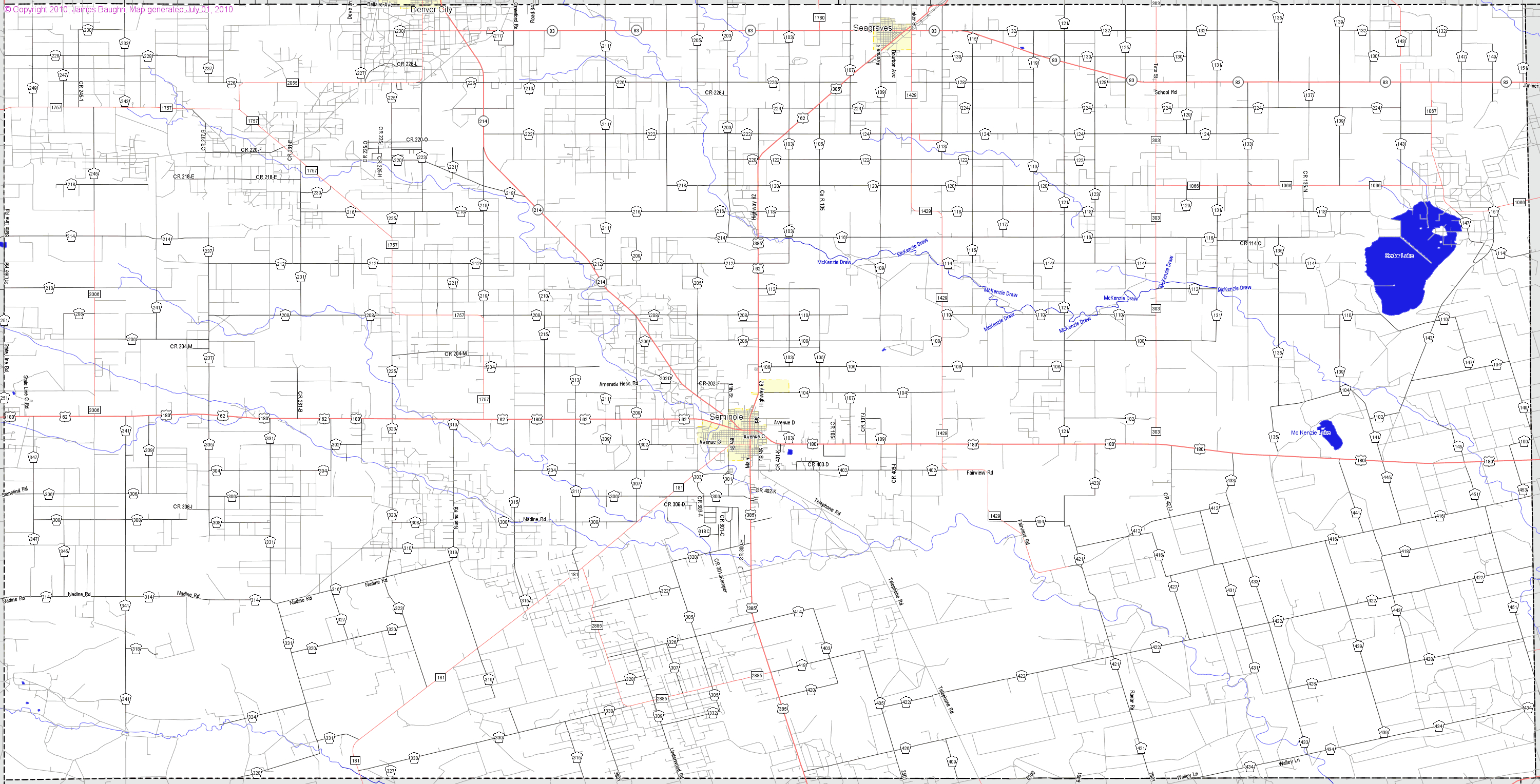 Bridgehunter | Gaines County, Texas - Gaines County Texas Section Map