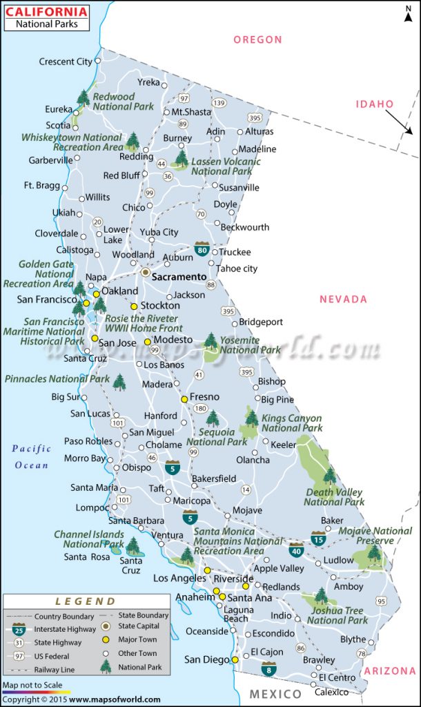 Buy California National Parks Map - Map Of California Parks | Printable ...