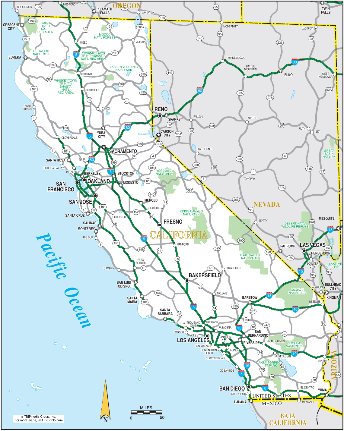 Ca California Road Map Printable Maps Of California - Klipy - Printable Road Map Of California