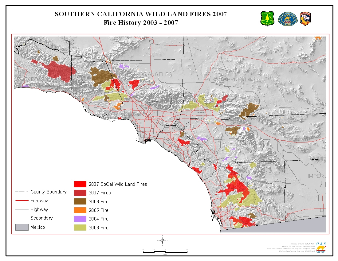Ca Oes, Fire - Socal 2007 - Map Of Southern California Fires Today