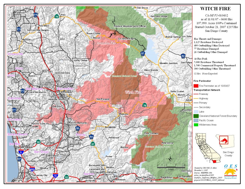 Ca Oes, Fire - Socal 2007 - Riverside California Fire Map - Printable Maps