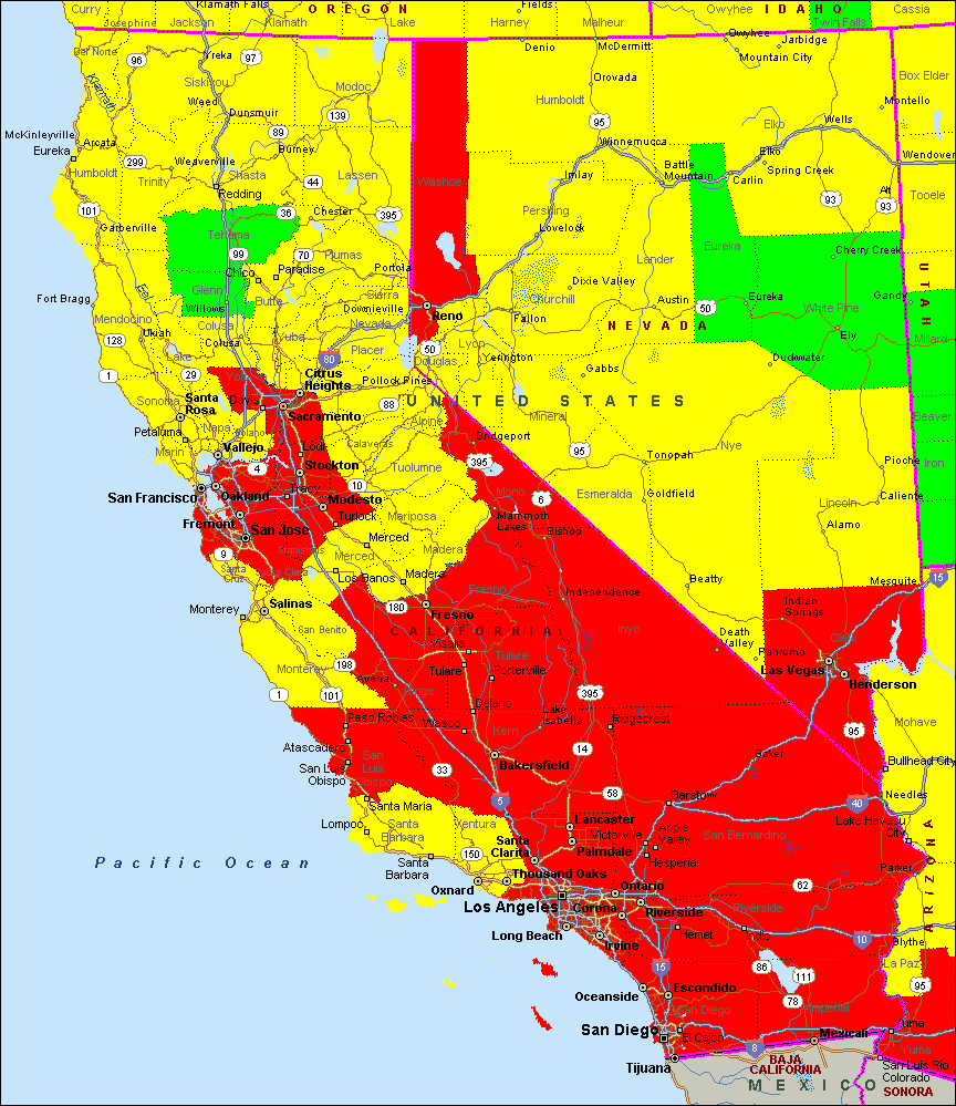 California California Road Map California Air Quality Map - Klipy - Air Quality Map For California