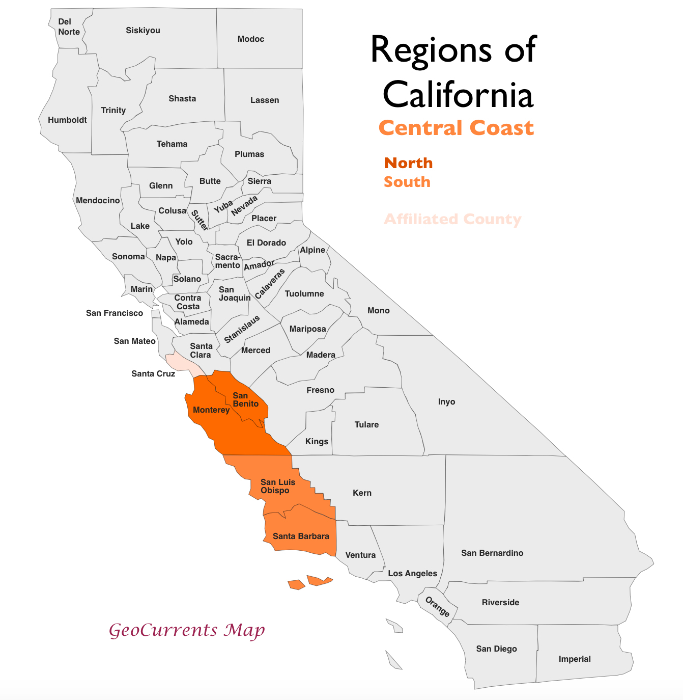 California Central Coast Region Map Maps Of California Map Of - Central Coast California Map