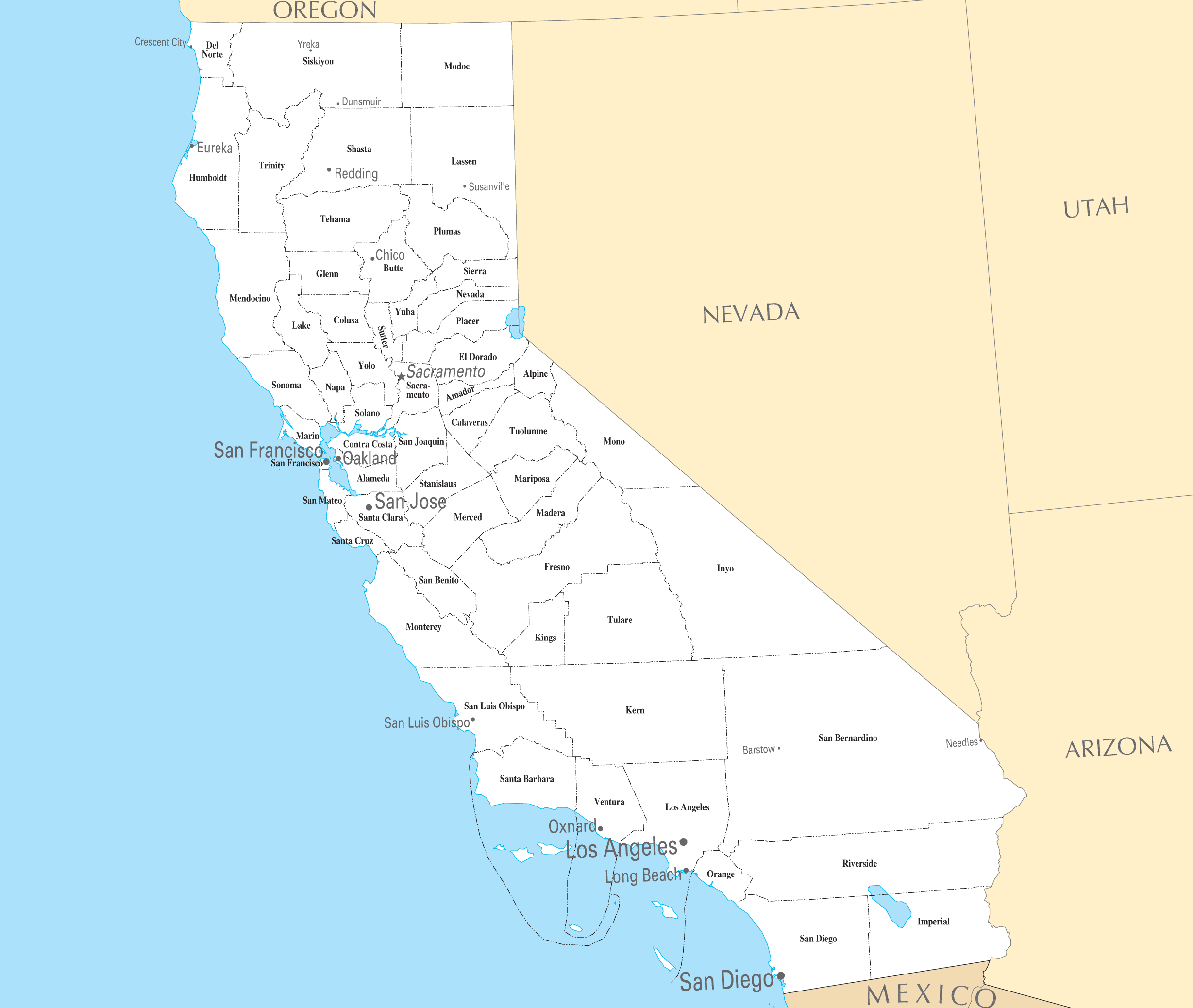 California Cities And Towns Map California Map Of California Towns - California Map With All Cities