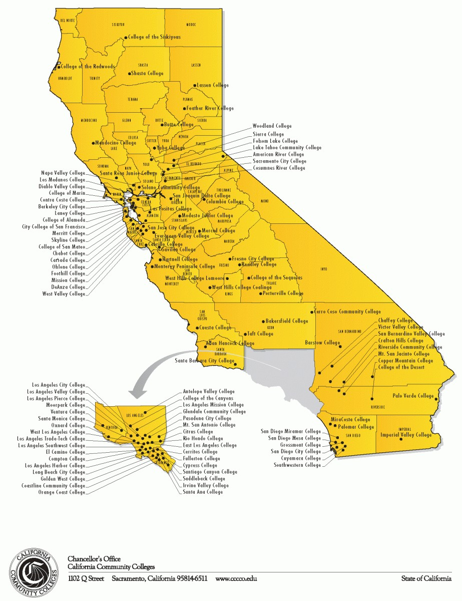 California College Map Of California Springs Colleges In Northern California Community Colleges Map 