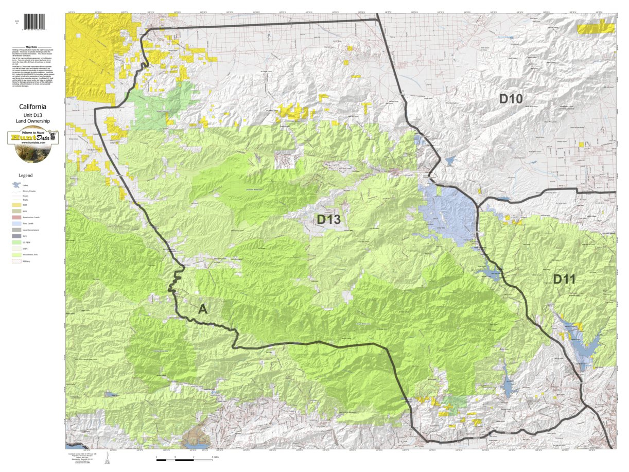 California Deer Hunting Zone D13 Map - Huntdata Llc - Avenza Maps - California Deer Hunting Map