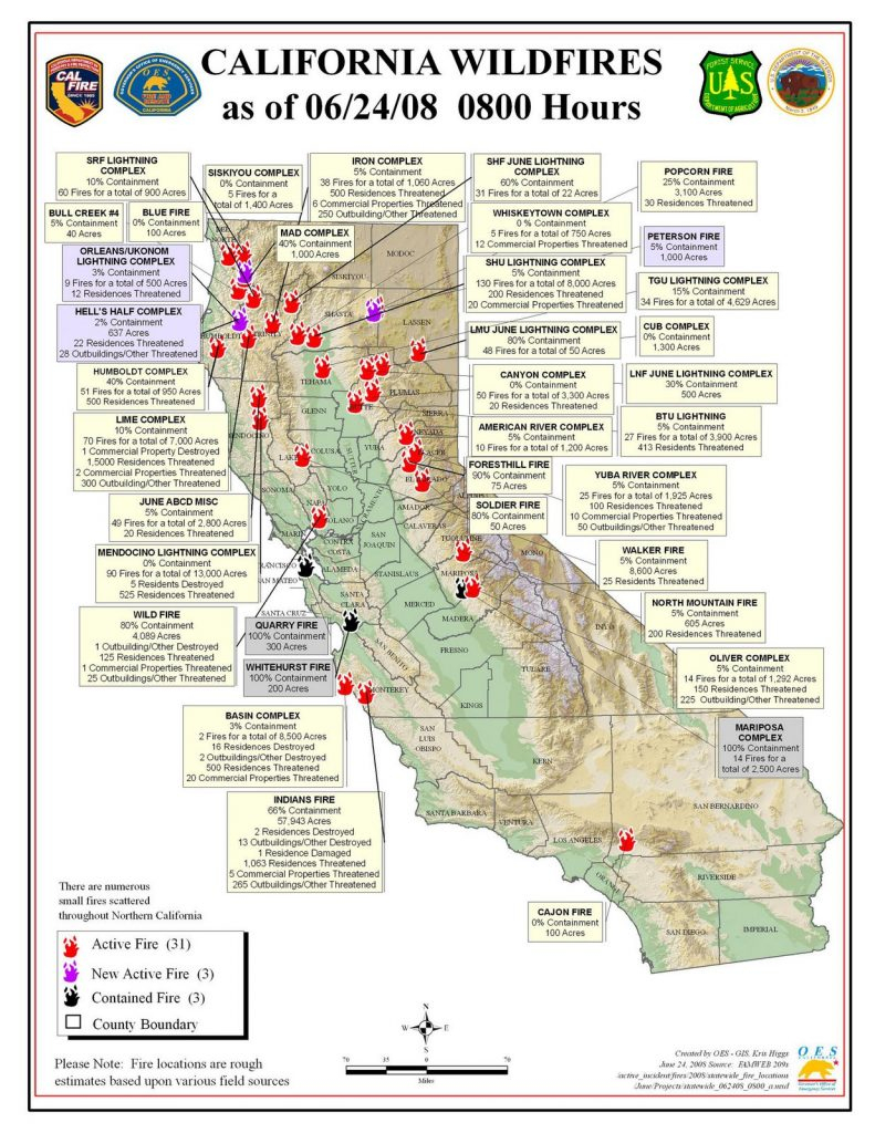 California Fires Map From Cal Fire Oes Firefighter Blog Fine Current - Map Of Current Forest Fires In California
