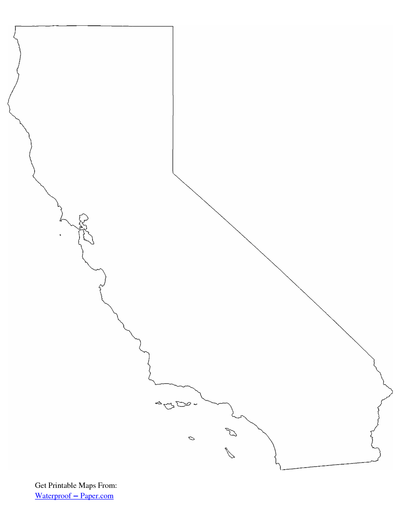 California Free State Printables | Free Printable California Outline - California Map Pdf