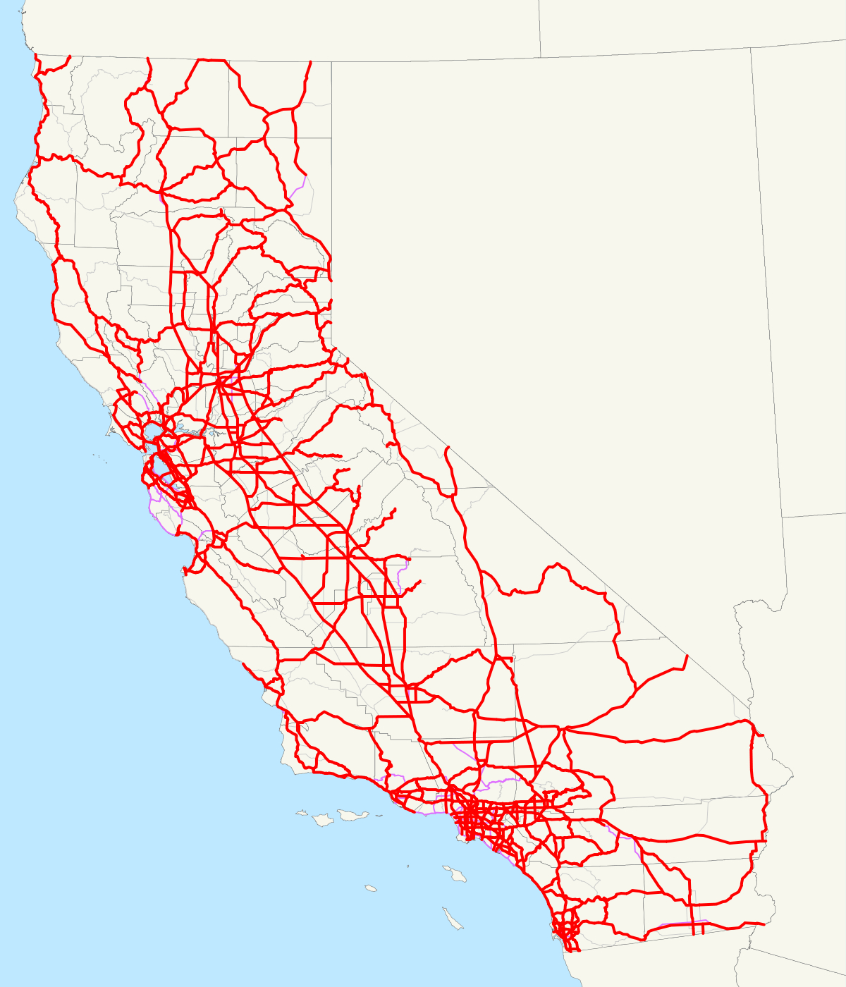 California Freeway And Expressway System - Wikipedia - Map Of California Highways And Freeways