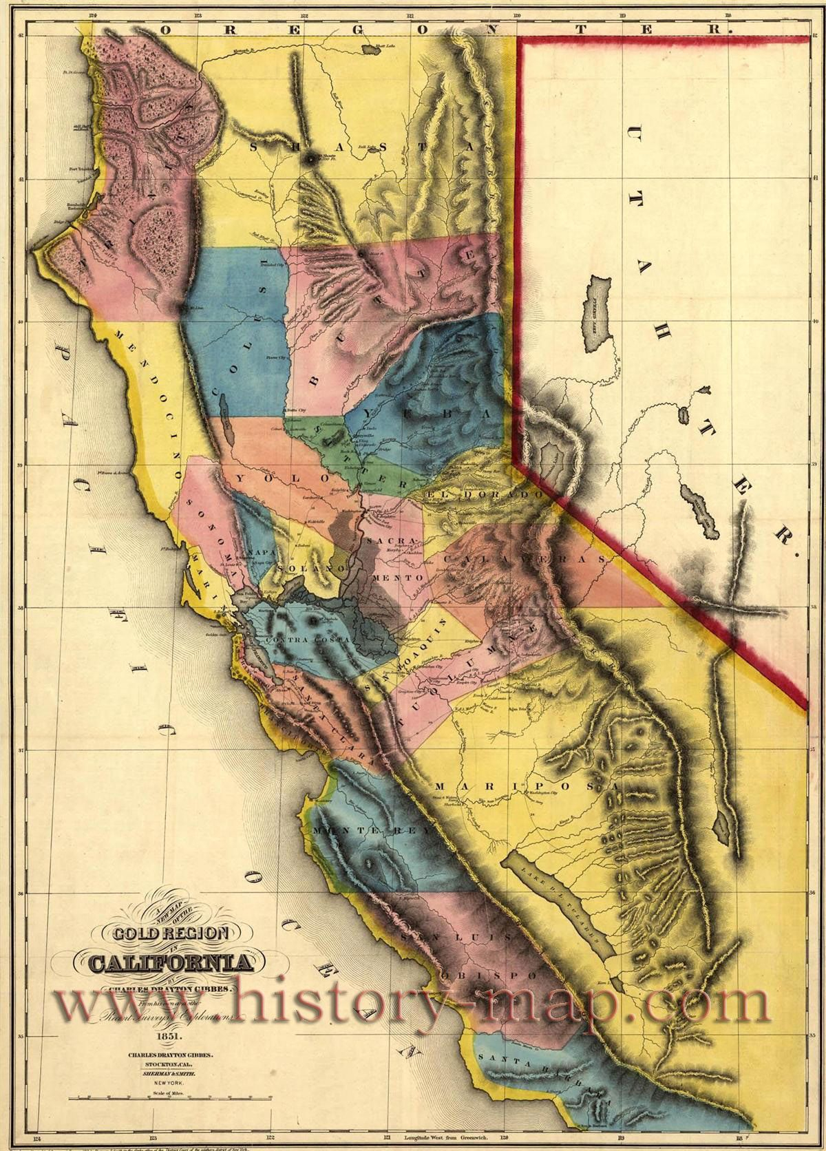 California Gold Map ~ &amp;quot;gold Mines And Mining. Gibbes&amp;#039; New Map Of - Gold In California Map