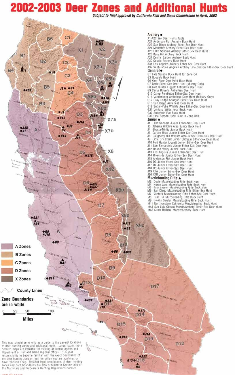 California Hunting B Map Zone - B Zone California Map