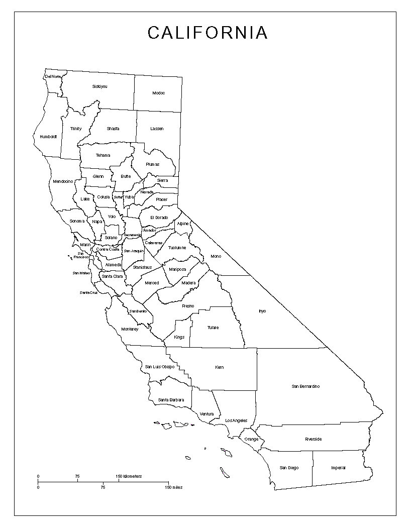 California Map California California Map Black And White Map Of - California Map Black And White
