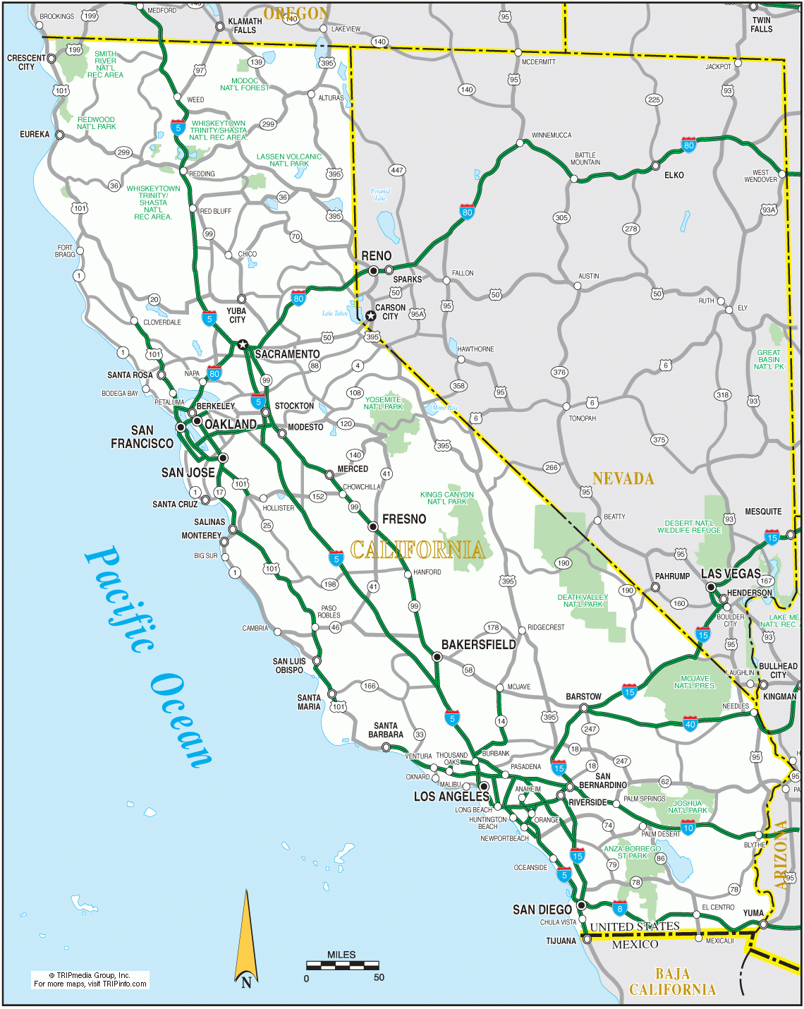 California Map - California Interstate Highway Map