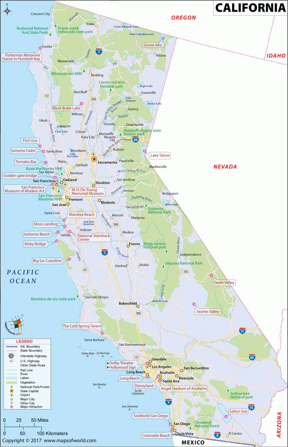 California Map | Map Of Ca, Us | Information And Facts Of California - Map Of Mid California