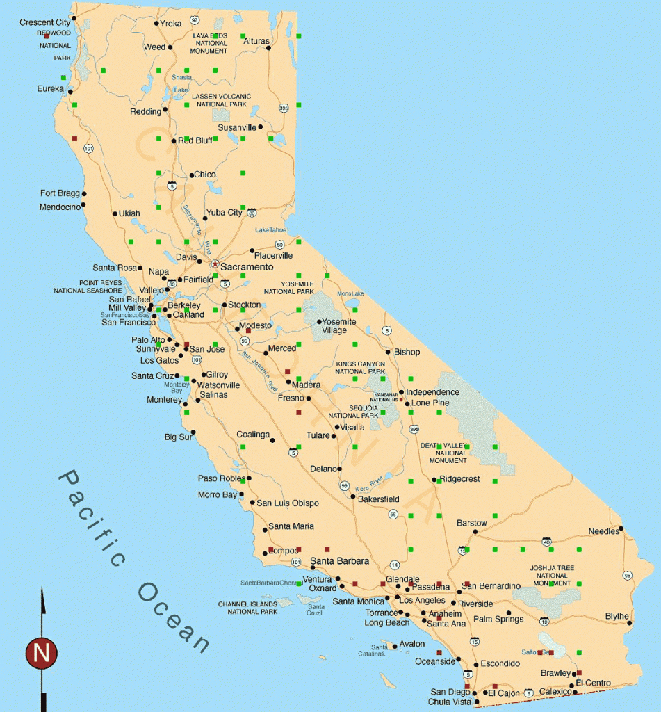 California Map With All Cities - Klipy - Map Of California Showing Cities