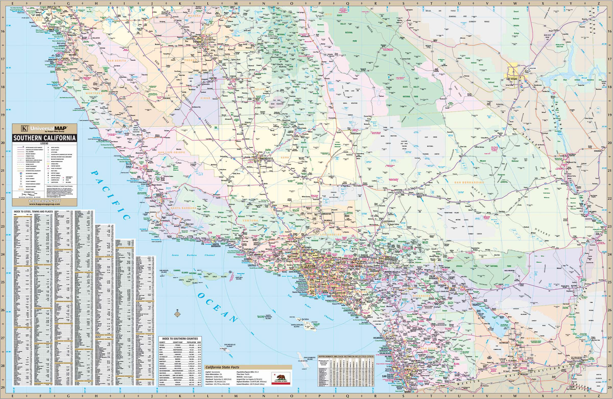 California Map With Cities Southern California Wall Map - Klipy - California Wall Map