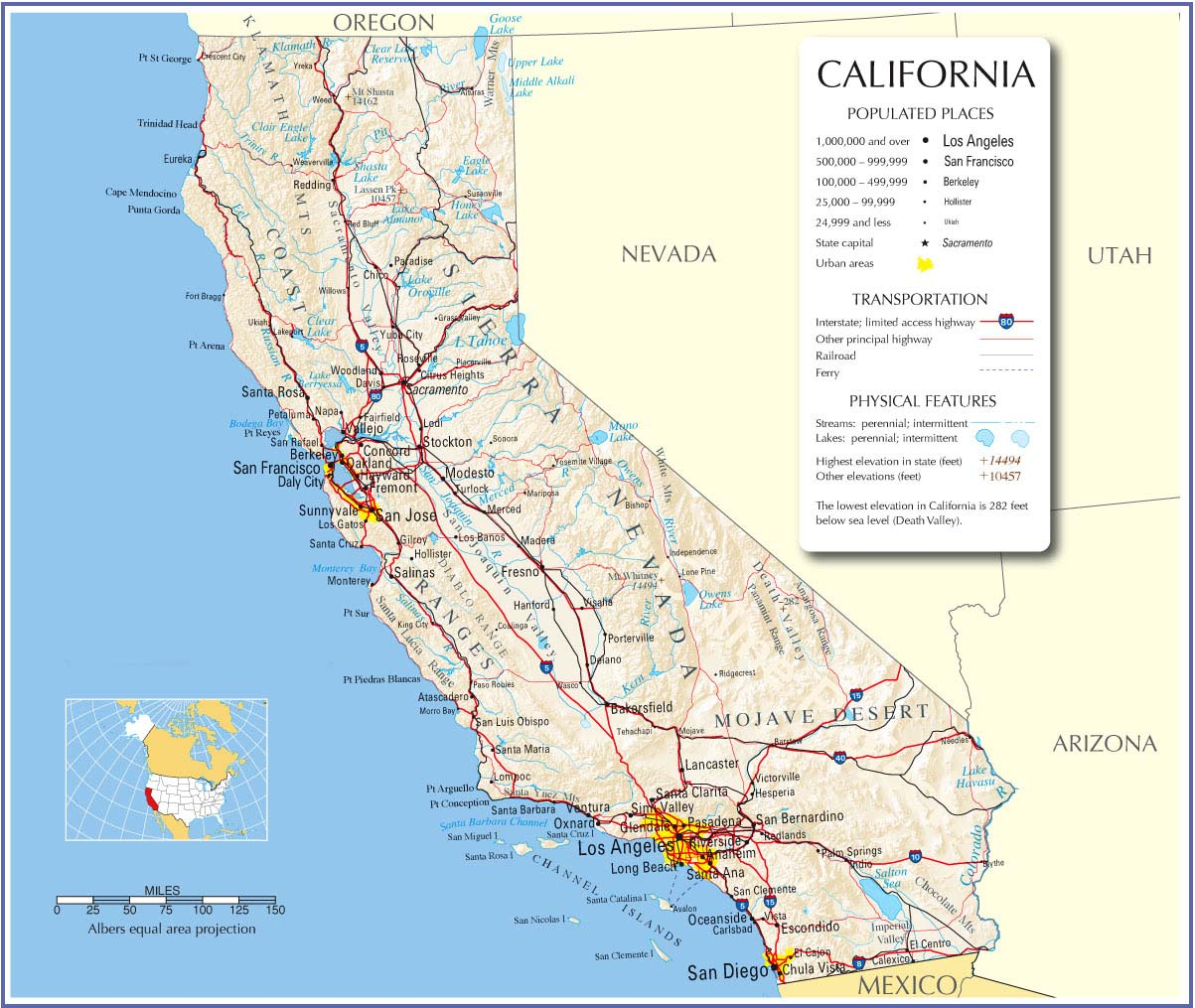 California Map,california State Map,california Road Map, Map Of - Detailed Map Of California Usa