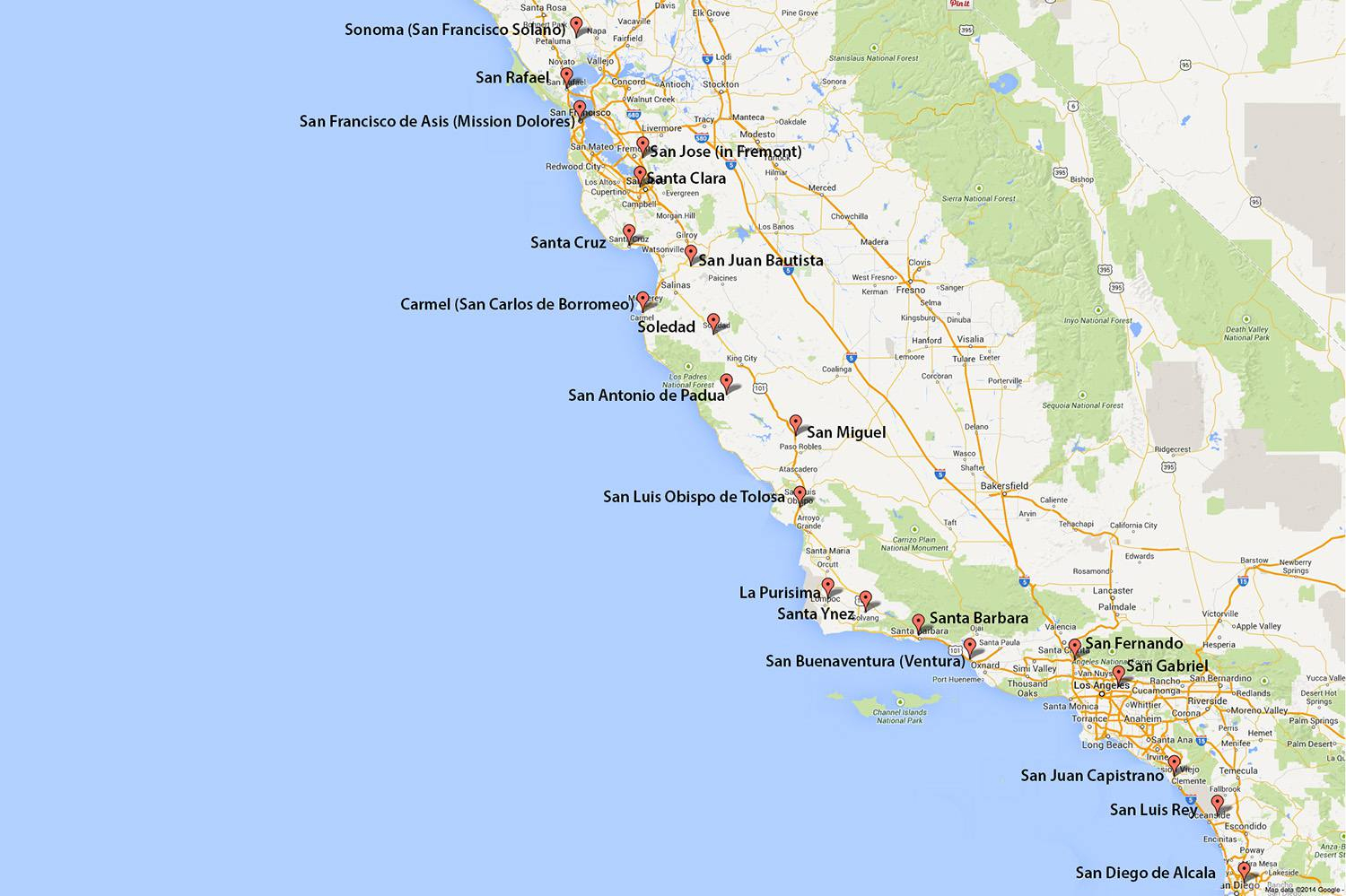 California Missions Map: Where To Find Them - California Missions Map For Kids
