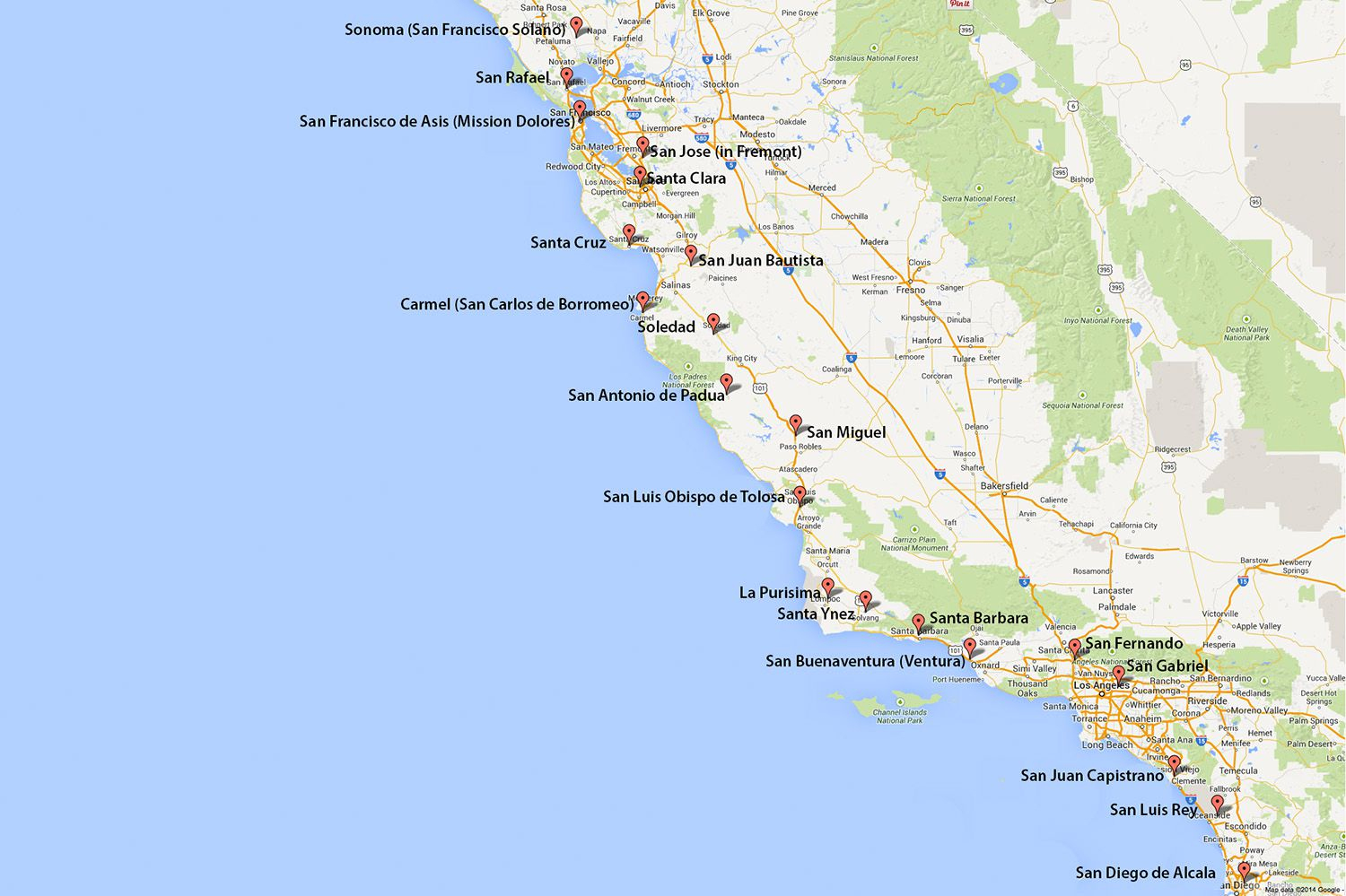 California Missions Map: Where To Find Them - Southern California Missions Map