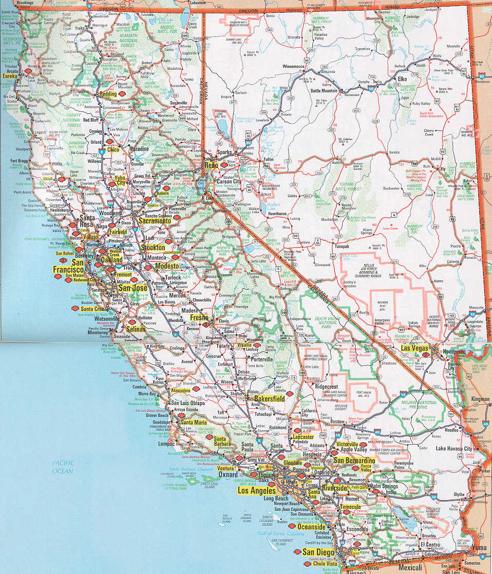 California Nevada California Map With Cities Road Map Of California - Road Map Of California Nevada And Arizona
