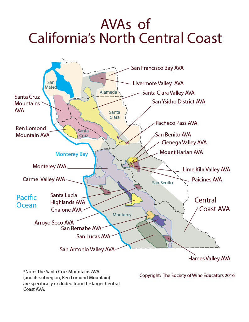 California—North Central Coast: Swe Map 2018 – Wine, Wit, And Wisdom - Map Of Northern California Coast