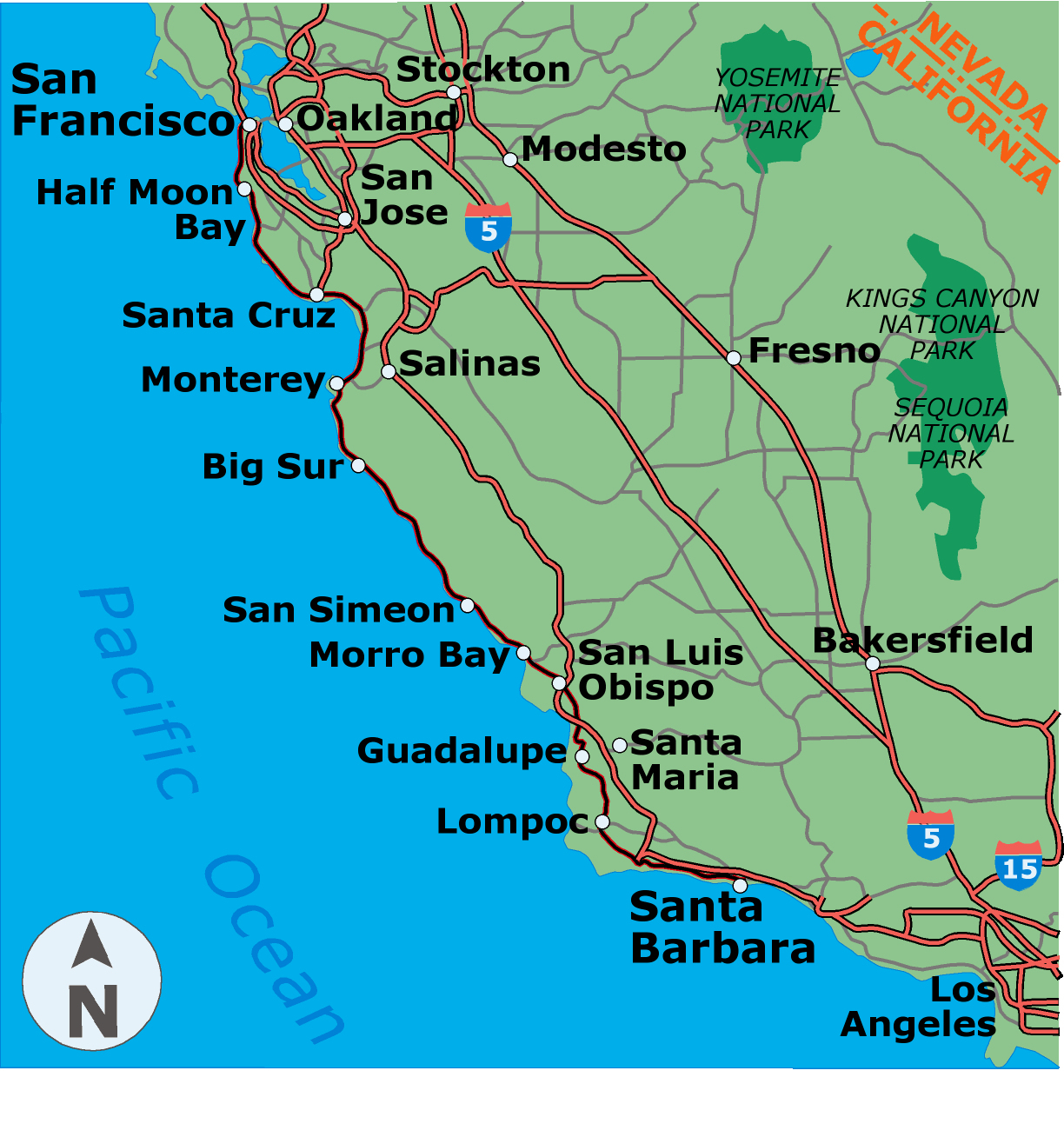California Pacific Coast Highway Map - Klipy - California Pacific Coast Highway Map