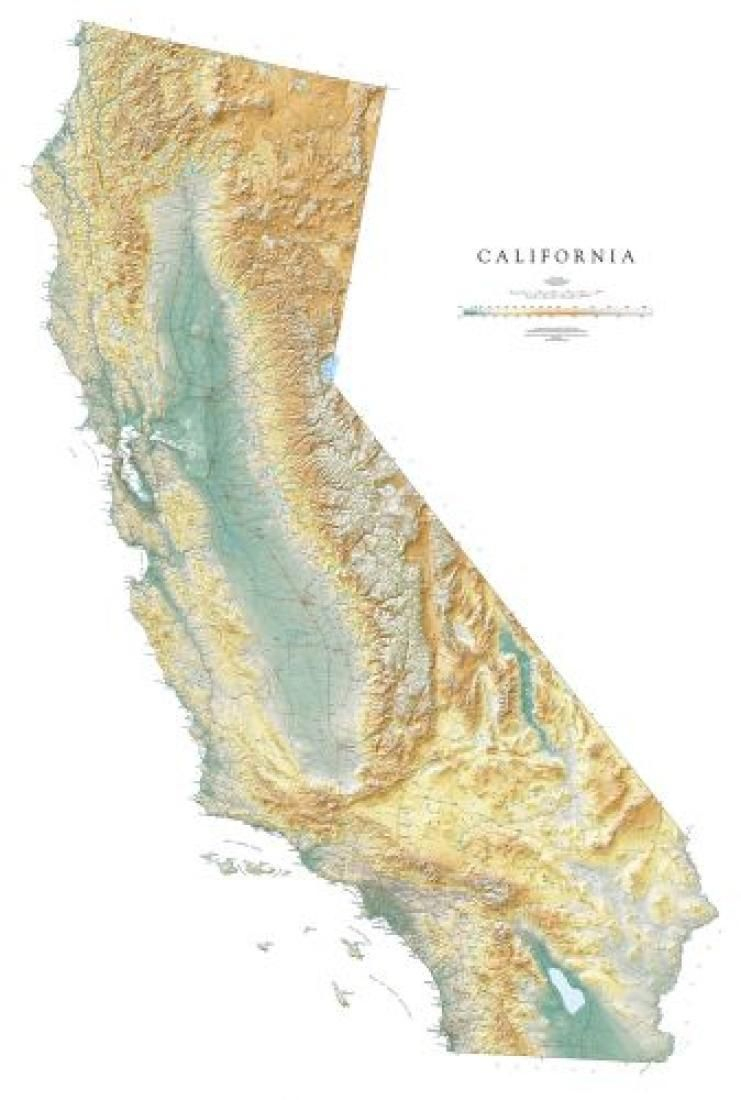 California, Physical Large Wall Mapraven Maps | Products | Wall - Large Wall Map Of California