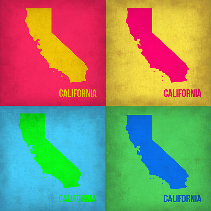 California Pop Art Map 1 Paintingnaxart Studio - California Map Art
