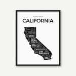 California Print California Map Print California Poster | Etsy   California Map Poster