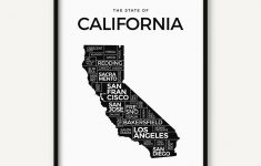 California Print California Map Print California Poster | Etsy - California Map Poster
