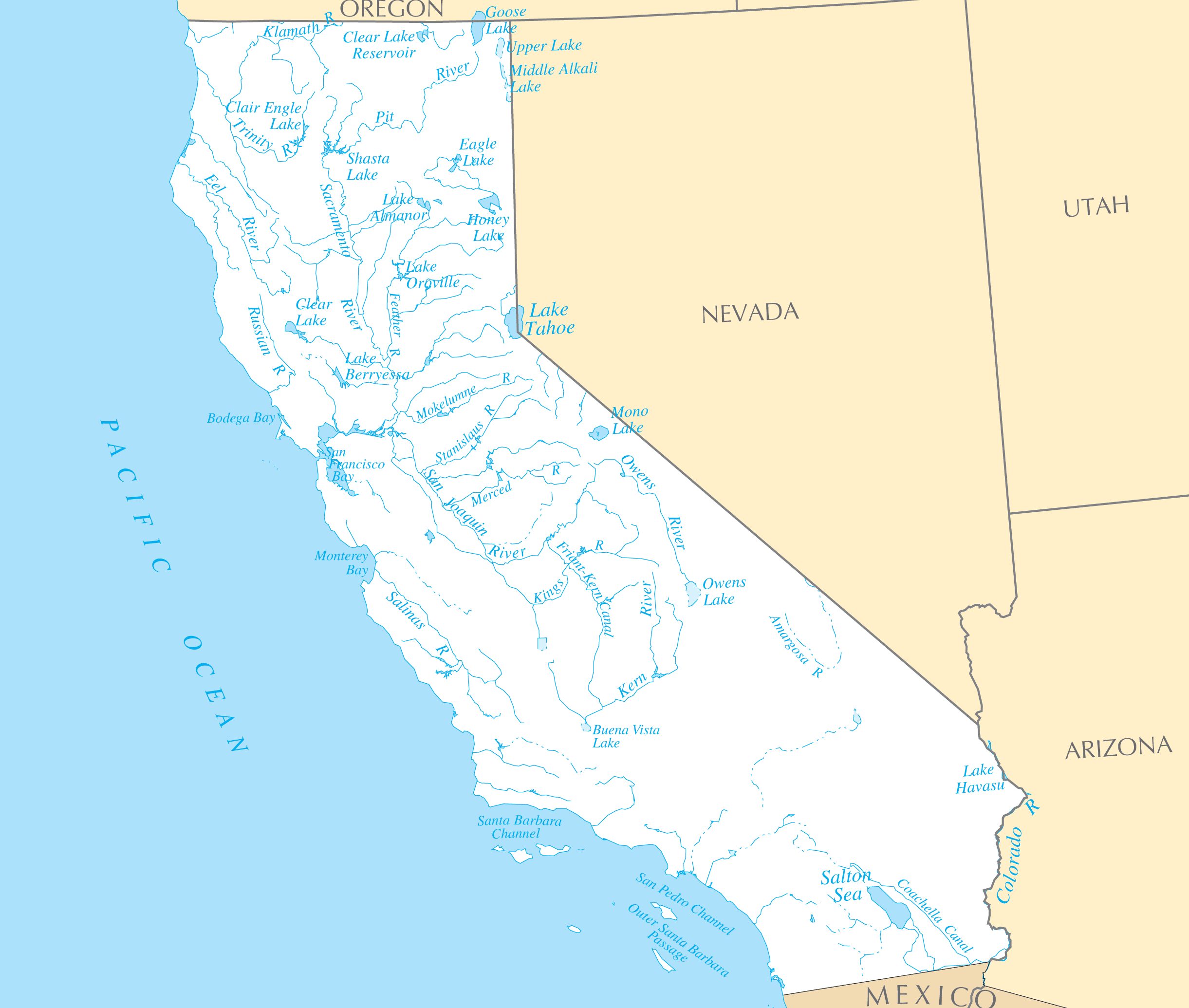 California Rivers And Lakes • Mapsof - Southern California Rivers Map