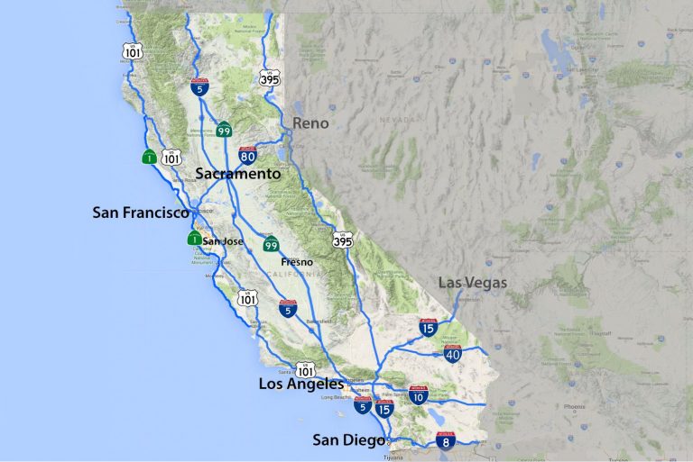 California Road Map - Highways And Major Routes - Map Of California Highways And Freeways ...