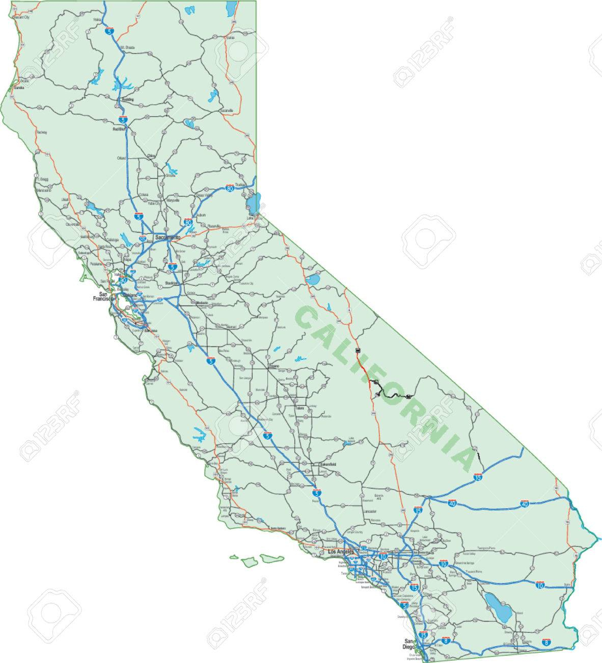California Road Map Royalty Free Cliparts, Vectors, And Stock - California Road Map Free