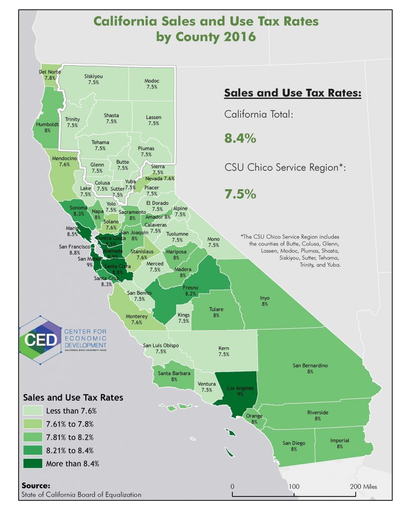 California Sales Taxcounty Map – Map Of Usa District - California Sales Tax Map | Printable Maps