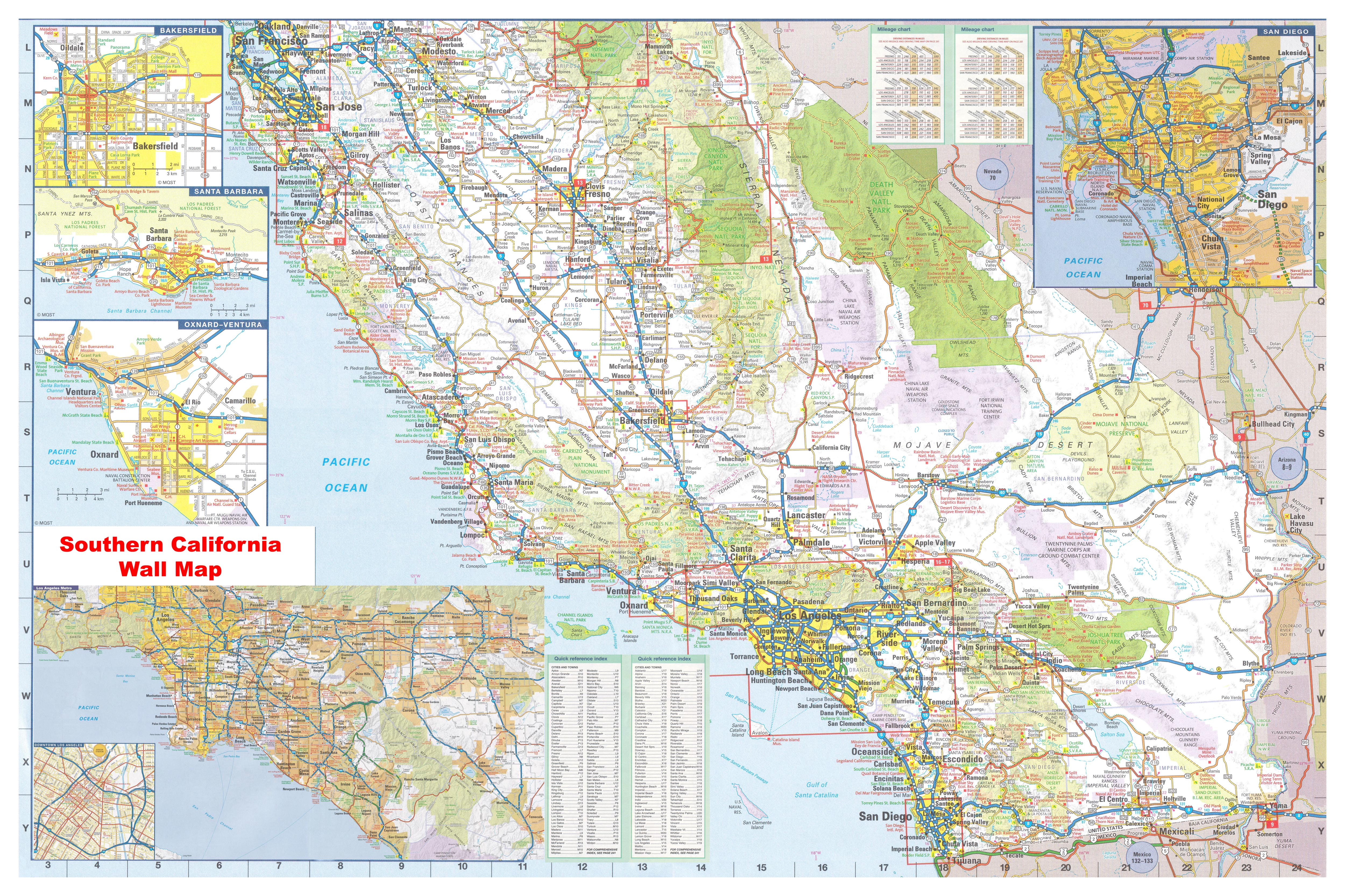 California Southern Wall Map Executive Commercial Edition - Southern California Wall Map