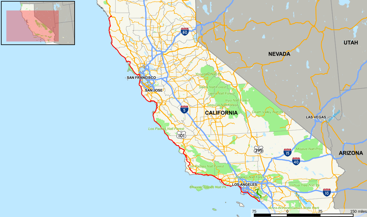 California State Route 1 - Wikipedia - California Coast Map 101