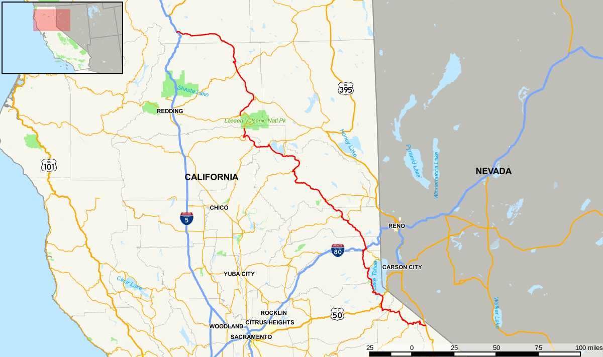 California State Route 89 - Wikipedia - Mount Shasta California Map