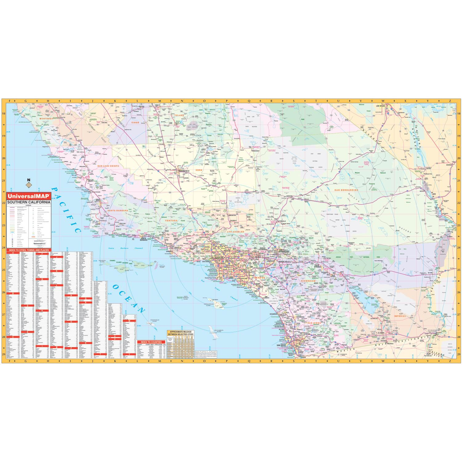 California State Southern Wall Map - The Map Shop - Southern California Wall Map