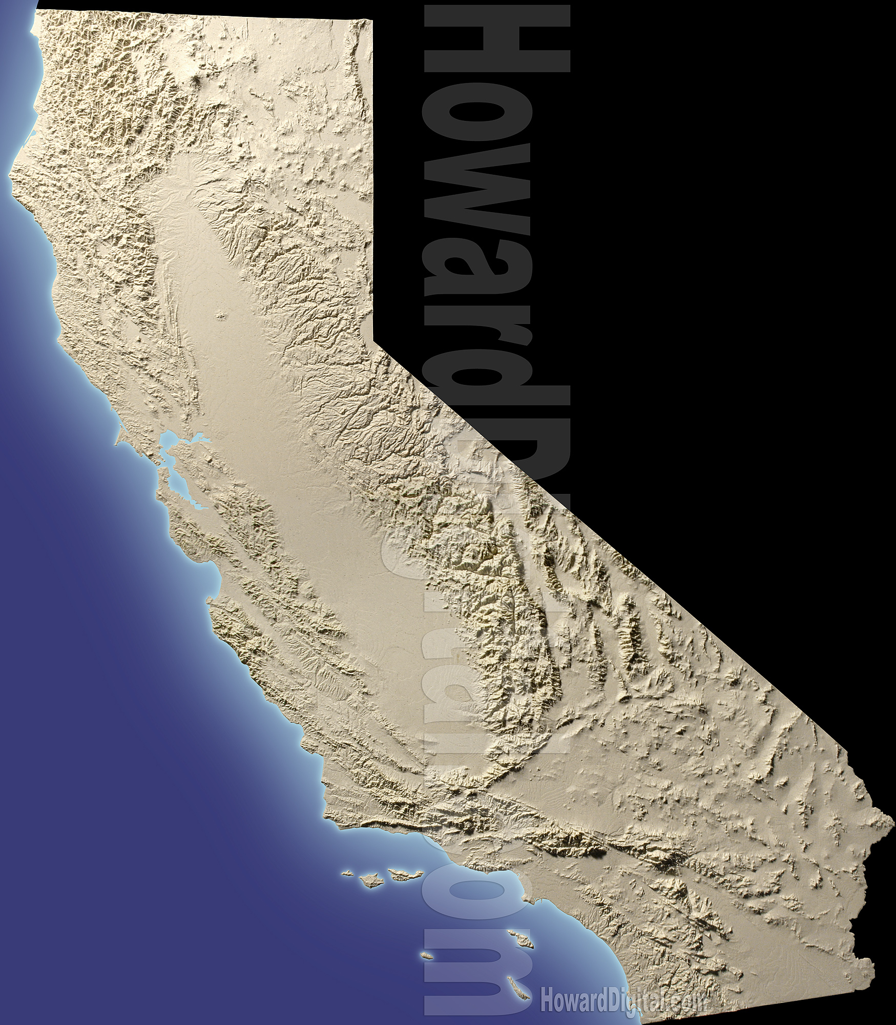 California Terrain Models - Terrain Model - Howard Models - 3D Map Of California