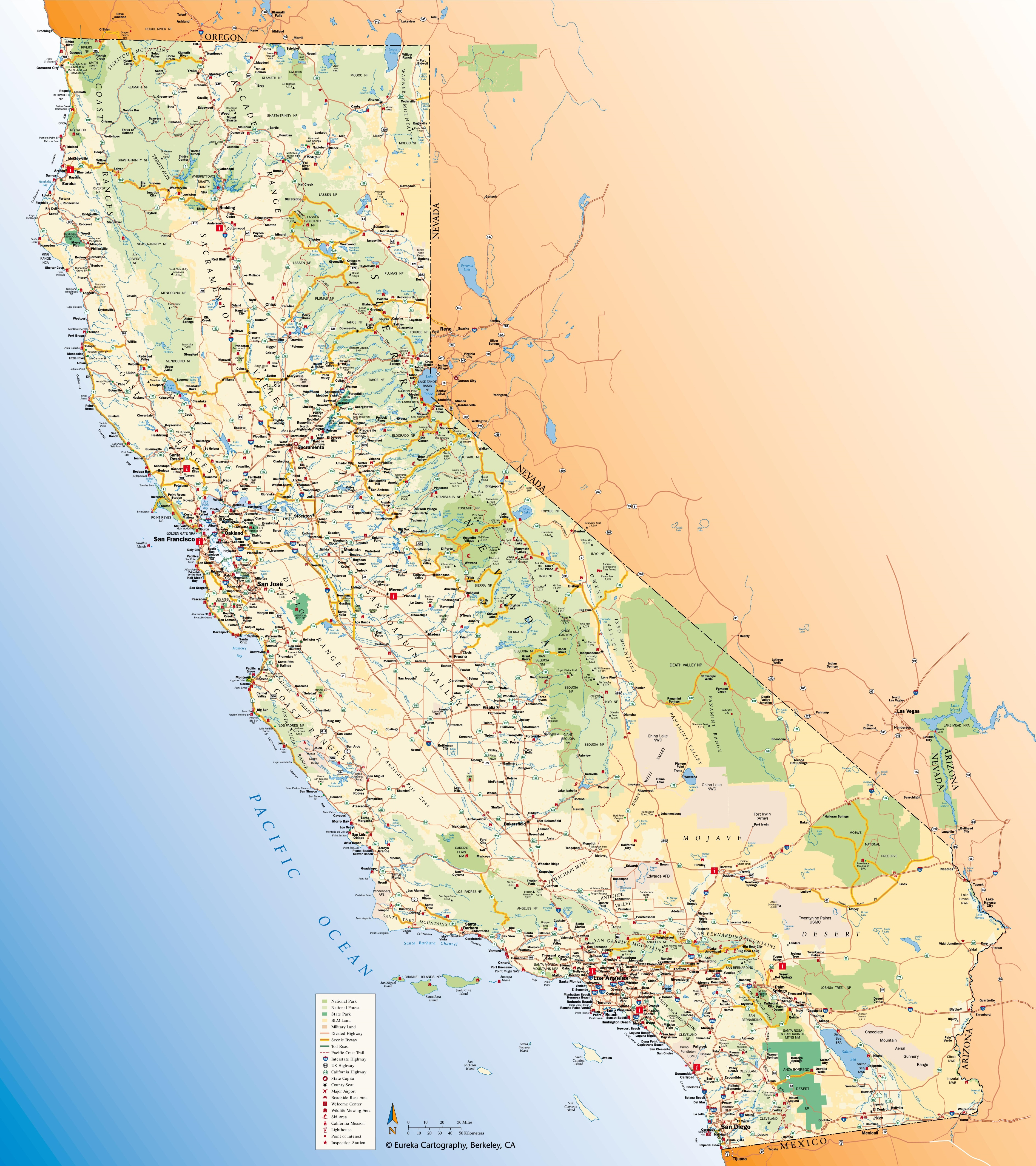 California Tourist Map - California Sightseeing Map