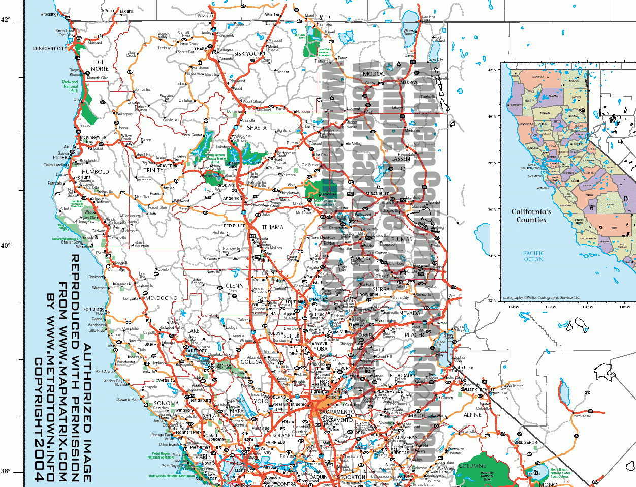 California Usa Road Highway Maps City Town Information Northern California Highway Map 